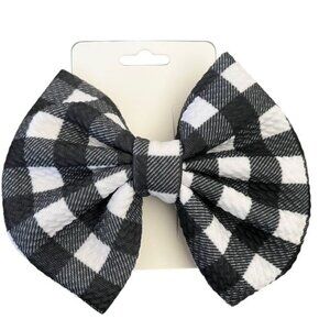 New 5" Black and White Buffalo Check Hairbow